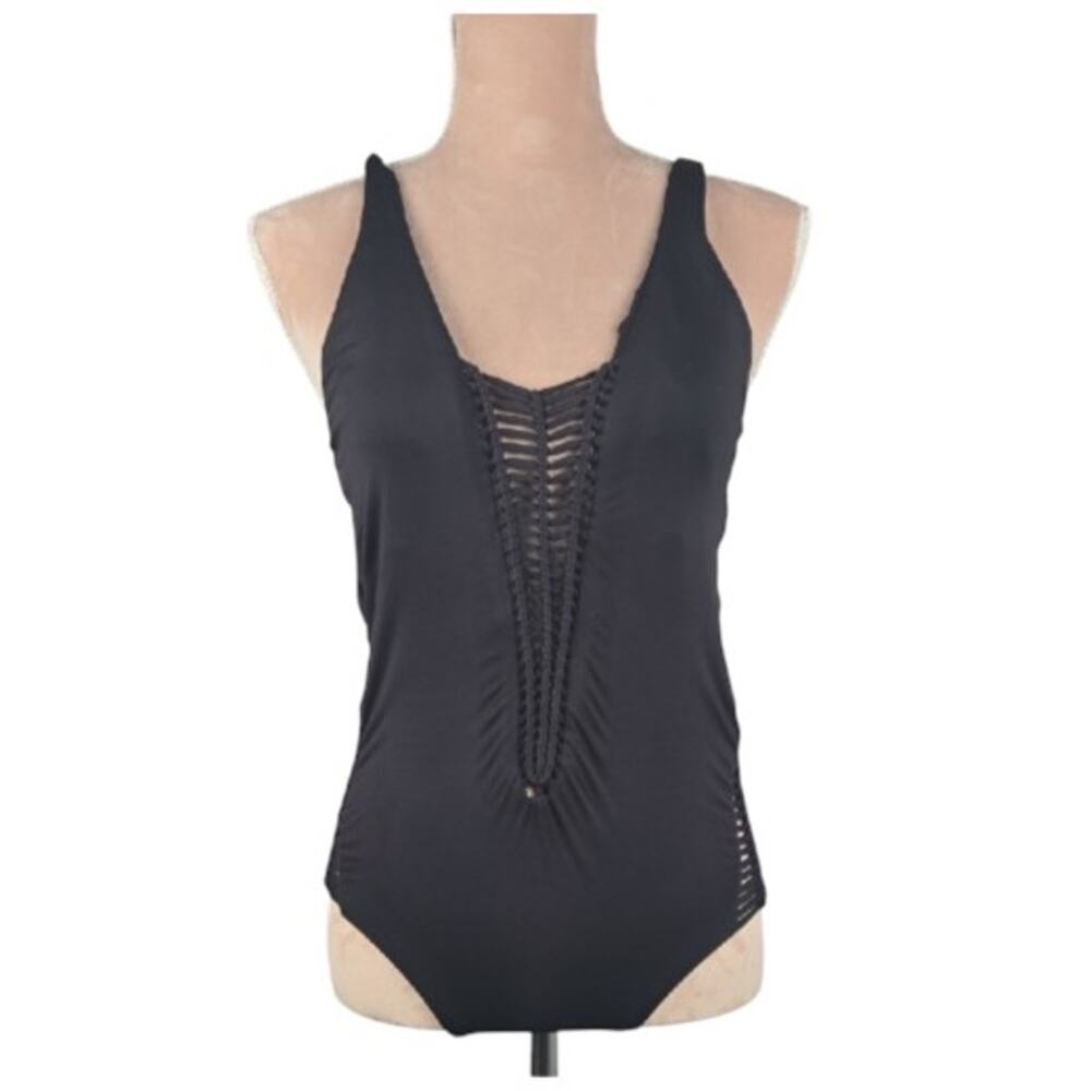 Becca by Rebecca Virtue No Strings Attached One Piece Black Swimsuit Size Large